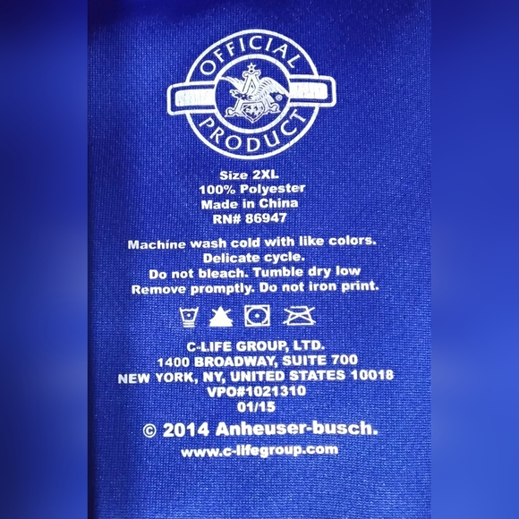 Bud Light Shirt Mens 2XL Blue Baseball Jersey Anheuser Busch Beer Brewery Merch - Picture 7 of 12